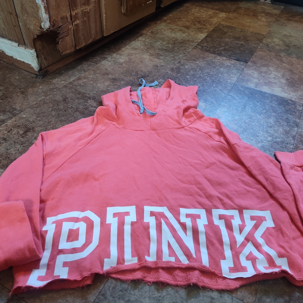 Pink Cropped Hoodie